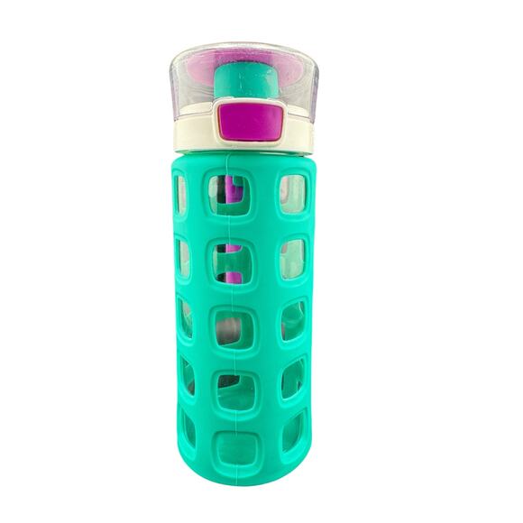 Ello Green & Purple Plastic BPA Free Water Bottle 15 oz with Strap - Picture 3 of 5